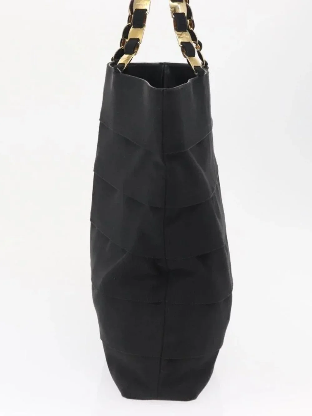 Salvatore Ferragamo Vala Tote Bag Canvas Black Gold Auth 162149
